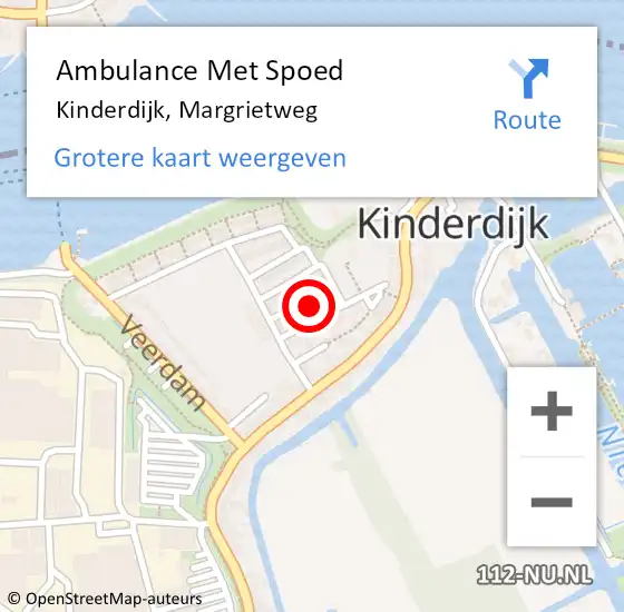 Locatie op kaart van de 112 melding: Ambulance Met Spoed Naar Kinderdijk, Margrietweg op 8 september 2015 22:51