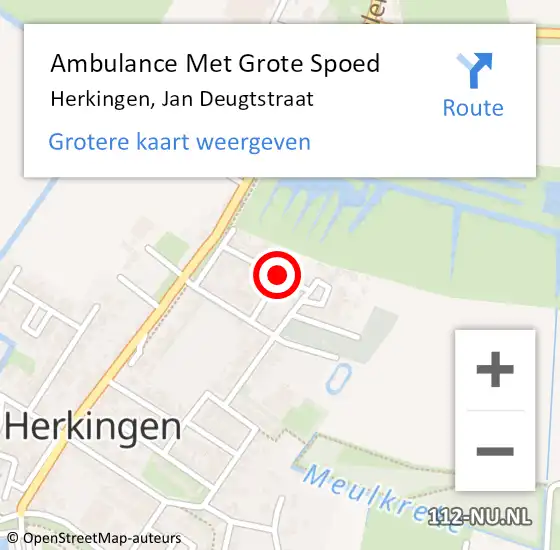 Locatie op kaart van de 112 melding: Ambulance Met Grote Spoed Naar Herkingen, Jan Deugtstraat op 9 september 2015 00:11