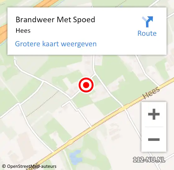 Locatie op kaart van de 112 melding: Brandweer Met Spoed Naar Hees op 9 september 2015 01:38