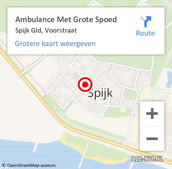 Locatie op kaart van de 112 melding: Ambulance Met Grote Spoed Naar Spijk Gld, Voorstraat op 9 september 2015 02:20