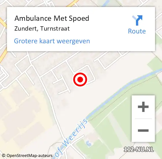 Locatie op kaart van de 112 melding: Ambulance Met Spoed Naar Zundert, Turnstraat op 9 september 2015 06:15