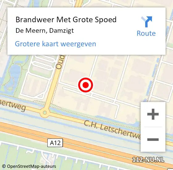 Locatie op kaart van de 112 melding: Brandweer Met Grote Spoed Naar De Meern, Damzigt op 9 september 2015 07:57