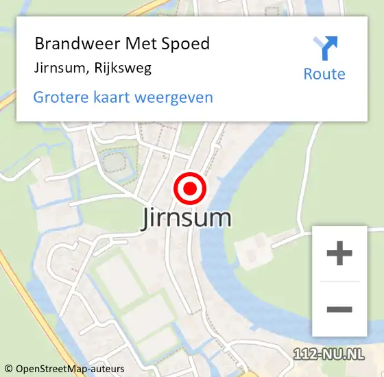 Locatie op kaart van de 112 melding: Brandweer Met Spoed Naar Jirnsum, Rijksweg op 19 november 2013 23:33