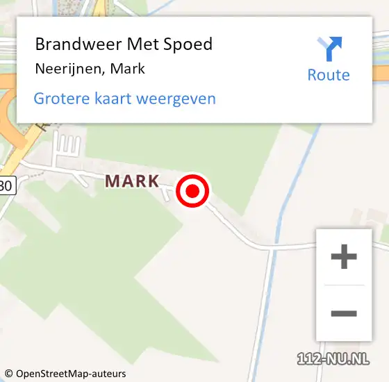 Locatie op kaart van de 112 melding: Brandweer Met Spoed Naar Neerijnen, Mark op 9 september 2015 09:45
