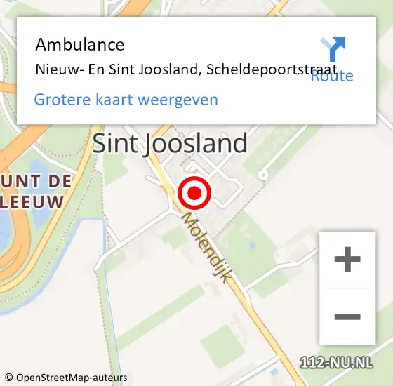 Locatie op kaart van de 112 melding: Ambulance Nieuw- En Sint Joosland, Scheldepoortstraat op 9 september 2015 10:01