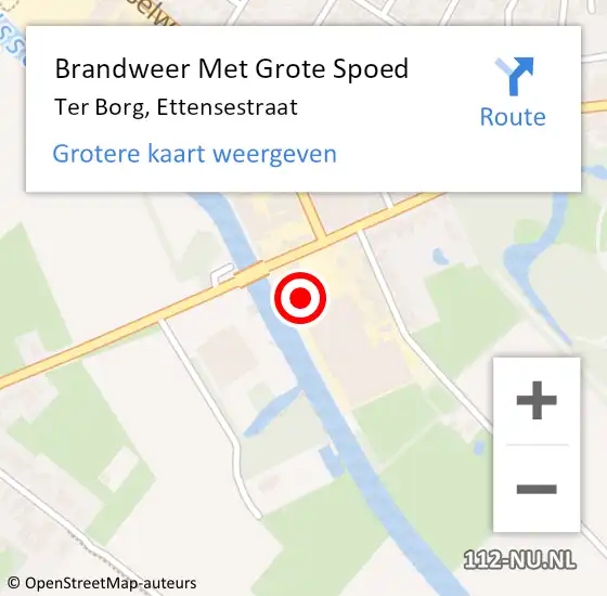 Locatie op kaart van de 112 melding: Brandweer Met Grote Spoed Naar Ter Borg, Ettensestraat op 19 november 2013 23:48