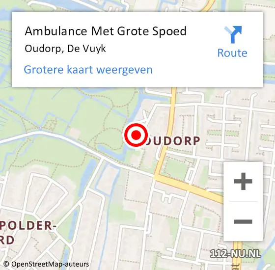 Locatie op kaart van de 112 melding: Ambulance Met Grote Spoed Naar Oudorp, De Vuyk op 20 november 2013 00:01