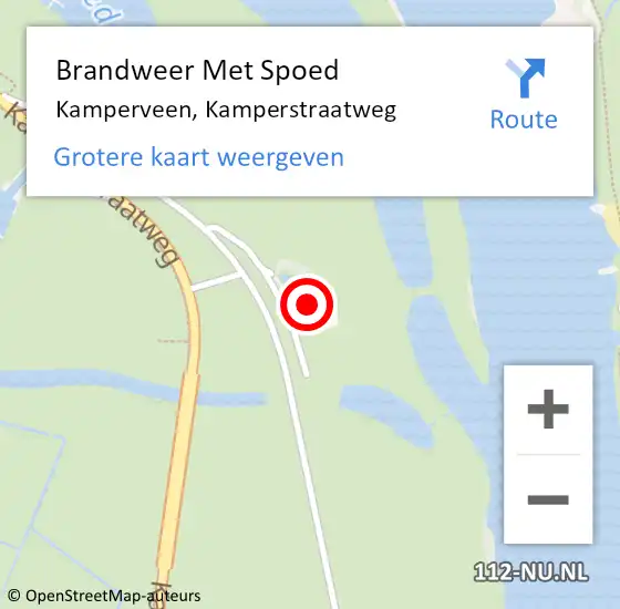 Locatie op kaart van de 112 melding: Brandweer Met Spoed Naar Kamperveen, Kamperstraatweg op 9 september 2015 11:49