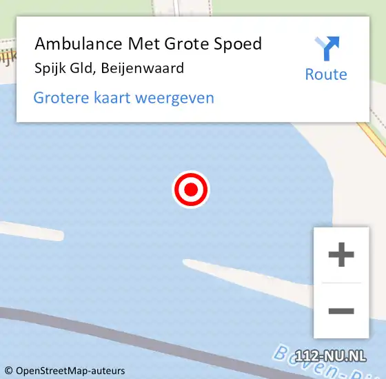 Locatie op kaart van de 112 melding: Ambulance Met Grote Spoed Naar Spijk Gld, Beijenwaard op 9 september 2015 11:53