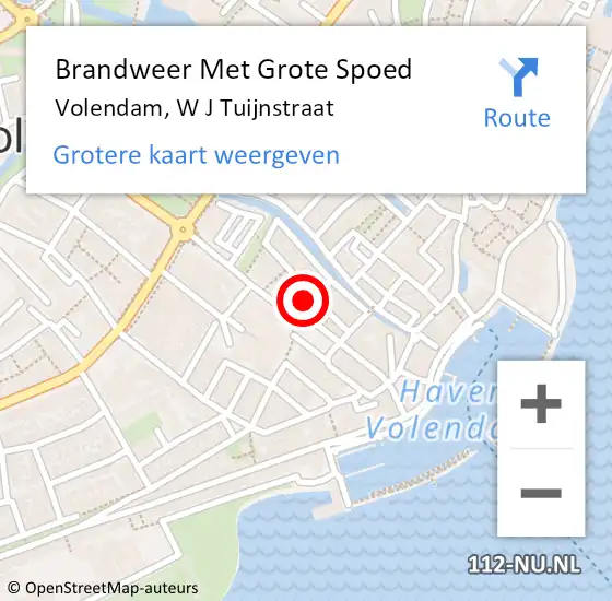 Locatie op kaart van de 112 melding: Brandweer Met Grote Spoed Naar Volendam, W J Tuijnstraat op 9 september 2015 12:06