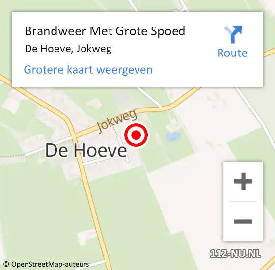 Locatie op kaart van de 112 melding: Brandweer Met Grote Spoed Naar De Hoeve, Jokweg op 9 september 2015 12:16