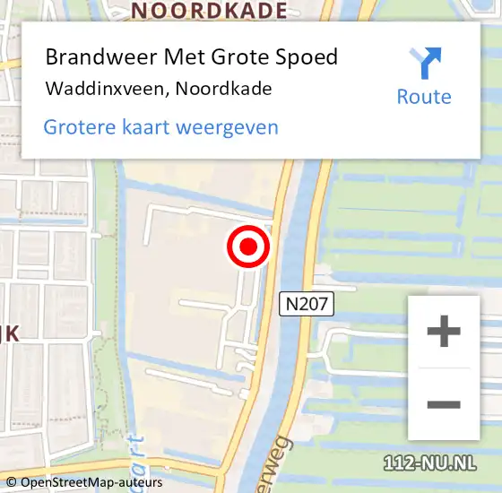 Locatie op kaart van de 112 melding: Brandweer Met Grote Spoed Naar Waddinxveen, Noordkade op 20 november 2013 00:23