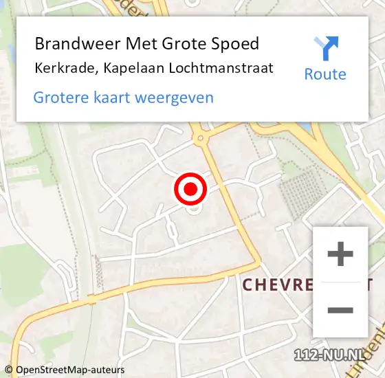 Locatie op kaart van de 112 melding: Brandweer Met Grote Spoed Naar Kerkrade, Kapelaan Lochtmanstraat op 9 september 2015 12:27