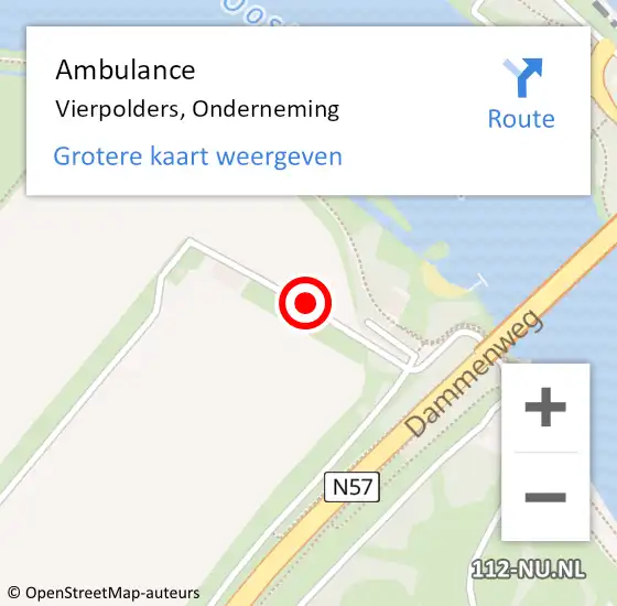 Locatie op kaart van de 112 melding: Ambulance Vierpolders, Onderneming op 9 september 2015 13:55