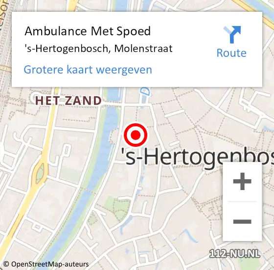 Locatie op kaart van de 112 melding: Ambulance Met Spoed Naar 's-Hertogenbosch, Molenstraat op 9 september 2015 14:13