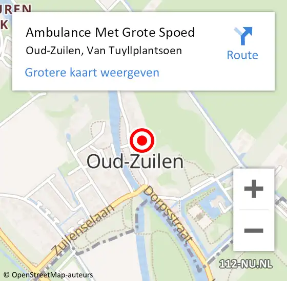 Locatie op kaart van de 112 melding: Ambulance Met Grote Spoed Naar Oud-Zuilen, Van Tuyllplantsoen op 9 september 2015 14:16