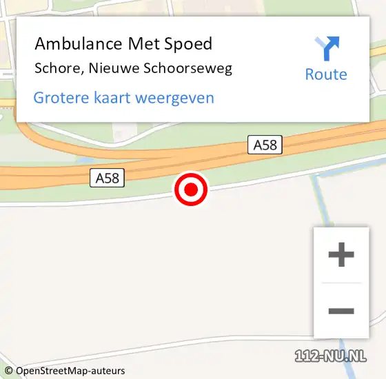 Locatie op kaart van de 112 melding: Ambulance Met Spoed Naar Schore, Nieuwe Schoorseweg op 9 september 2015 14:39