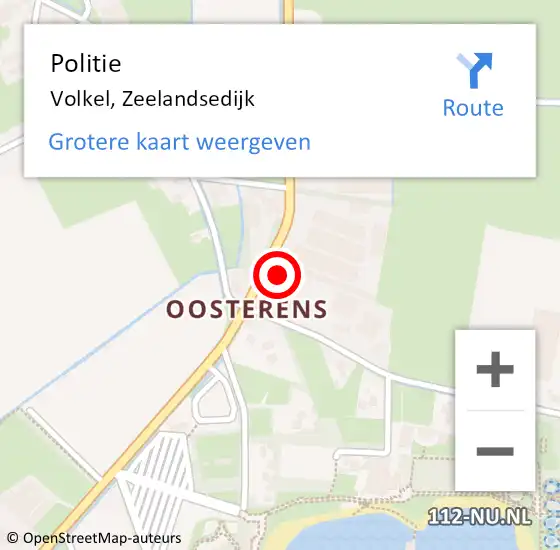 Locatie op kaart van de 112 melding: Politie Volkel, Zeelandsedijk op 9 september 2015 15:06