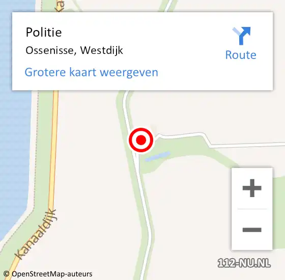 Locatie op kaart van de 112 melding: Politie Ossenisse, Westdijk op 9 september 2015 15:33
