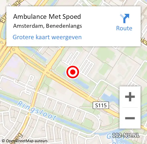 Locatie op kaart van de 112 melding: Ambulance Met Spoed Naar Amsterdam, Benedenlangs op 9 september 2015 17:34