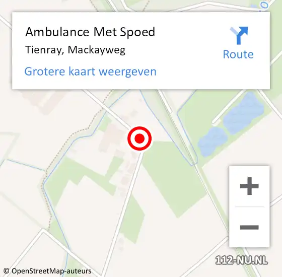 Locatie op kaart van de 112 melding: Ambulance Met Spoed Naar Tienray, Mackayweg op 9 september 2015 18:15