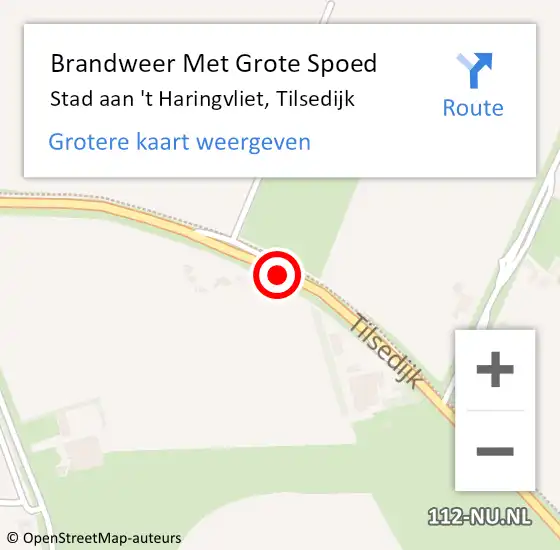 Locatie op kaart van de 112 melding: Brandweer Met Grote Spoed Naar Stad aan 't Haringvliet, Tilsedijk op 9 september 2015 18:19