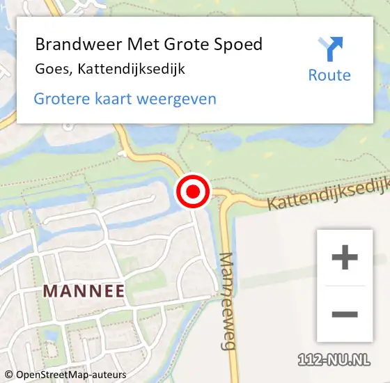 Locatie op kaart van de 112 melding: Brandweer Met Grote Spoed Naar Goes, Kattendijksedijk op 9 september 2015 18:59