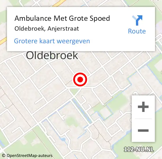 Locatie op kaart van de 112 melding: Ambulance Met Grote Spoed Naar Oldebroek, Anjerstraat op 9 september 2015 18:59