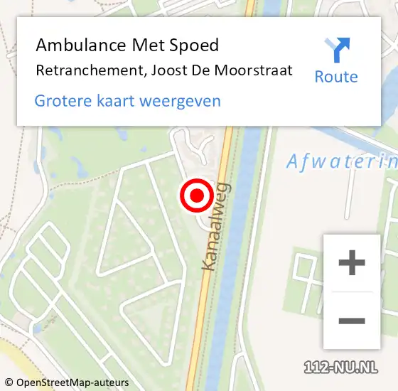 Locatie op kaart van de 112 melding: Ambulance Met Spoed Naar Retranchement, Joost De Moorstraat op 9 september 2015 19:04