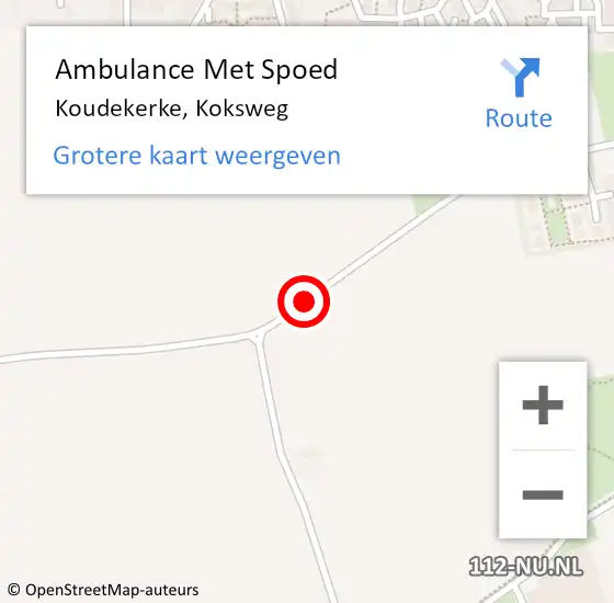 Locatie op kaart van de 112 melding: Ambulance Met Spoed Naar Koudekerke, Koksweg op 9 september 2015 19:08