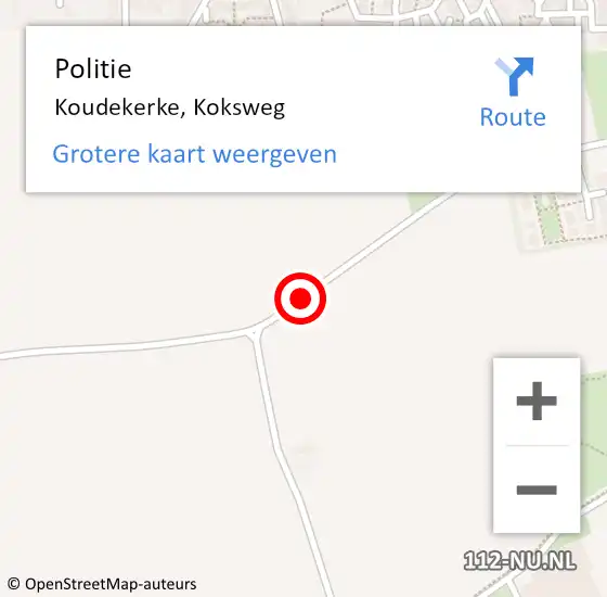 Locatie op kaart van de 112 melding: Politie Koudekerke, Koksweg op 9 september 2015 19:09