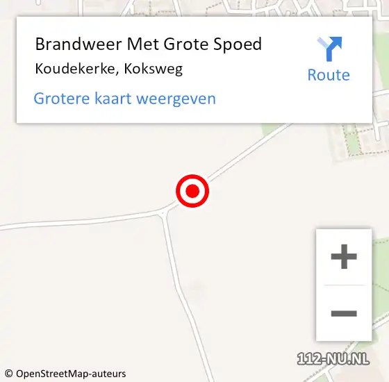 Locatie op kaart van de 112 melding: Brandweer Met Grote Spoed Naar Koudekerke, Koksweg op 9 september 2015 19:13