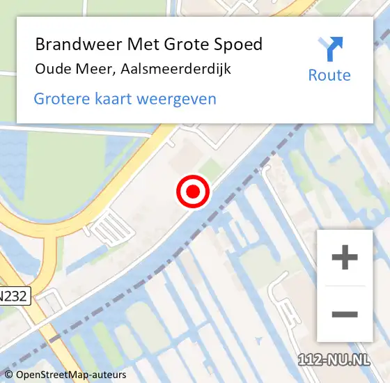 Locatie op kaart van de 112 melding: Brandweer Met Grote Spoed Naar Oude Meer, Aalsmeerderdijk op 9 september 2015 19:24