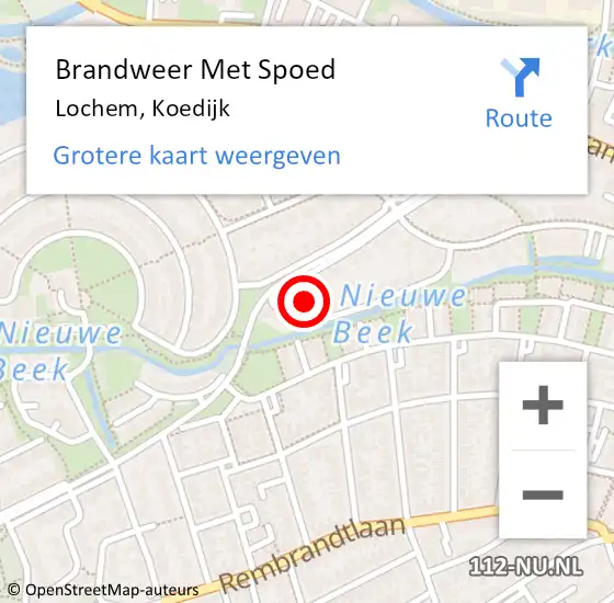 Locatie op kaart van de 112 melding: Brandweer Met Spoed Naar Lochem, Koedijk op 9 september 2015 19:29