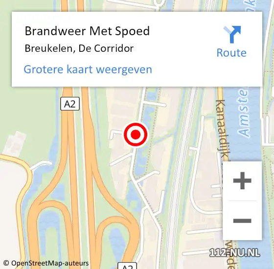 Locatie op kaart van de 112 melding: Brandweer Met Spoed Naar Breukelen, De Corridor op 9 september 2015 20:01