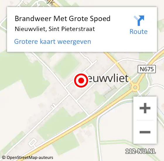 Locatie op kaart van de 112 melding: Brandweer Met Grote Spoed Naar Nieuwvliet, Sint Pieterstraat op 9 september 2015 20:04