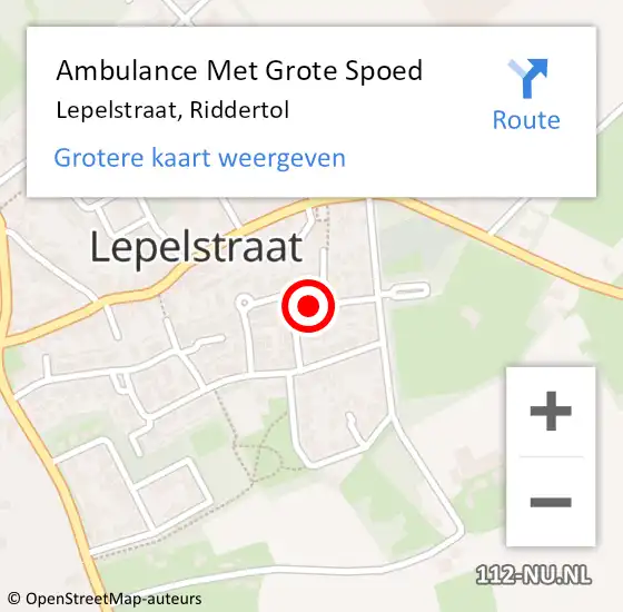 Locatie op kaart van de 112 melding: Ambulance Met Grote Spoed Naar Lepelstraat, Riddertol op 9 september 2015 21:02