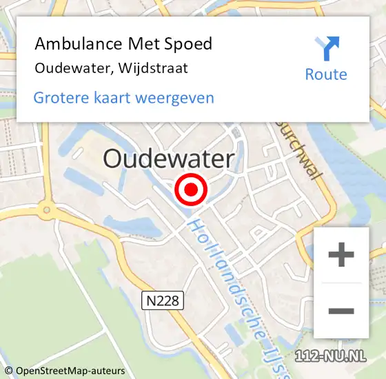 Locatie op kaart van de 112 melding: Ambulance Met Spoed Naar Oudewater, Wijdstraat op 9 september 2015 22:36