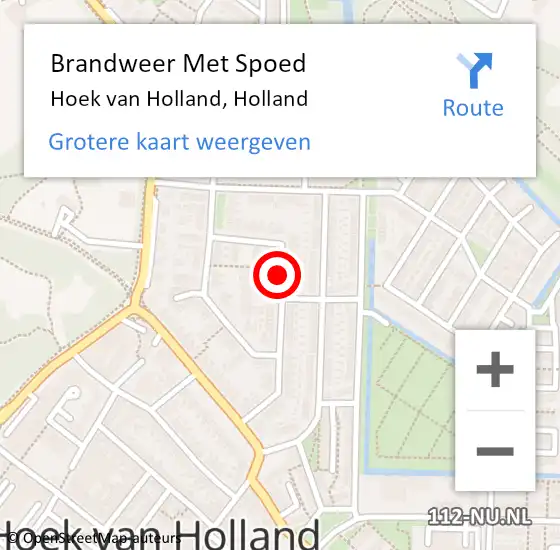 Locatie op kaart van de 112 melding: Brandweer Met Spoed Naar Hoek van Holland, Holland op 9 september 2015 22:48