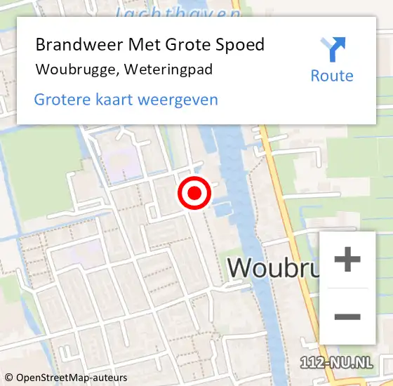 Locatie op kaart van de 112 melding: Brandweer Met Grote Spoed Naar Woubrugge, Weteringpad op 9 september 2015 23:06