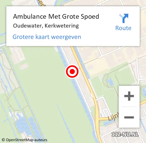 Locatie op kaart van de 112 melding: Ambulance Met Grote Spoed Naar Oudewater, Kerkwetering op 9 september 2015 23:21