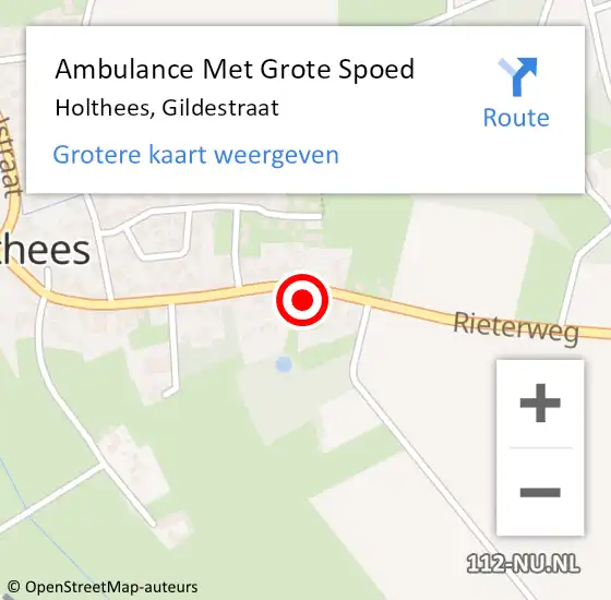 Locatie op kaart van de 112 melding: Ambulance Met Grote Spoed Naar Holthees, Gildestraat op 10 september 2015 01:18