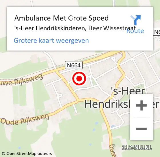 Locatie op kaart van de 112 melding: Ambulance Met Grote Spoed Naar 's-Heer Hendrikskinderen, Heer Wissestraat op 10 september 2015 03:43