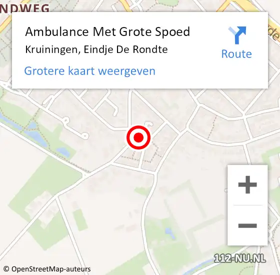 Locatie op kaart van de 112 melding: Ambulance Met Grote Spoed Naar Kruiningen, Eindje De Rondte op 10 september 2015 05:22