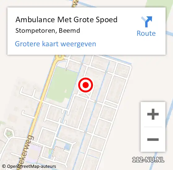 Locatie op kaart van de 112 melding: Ambulance Met Grote Spoed Naar Stompetoren, Beemd op 10 september 2015 08:42