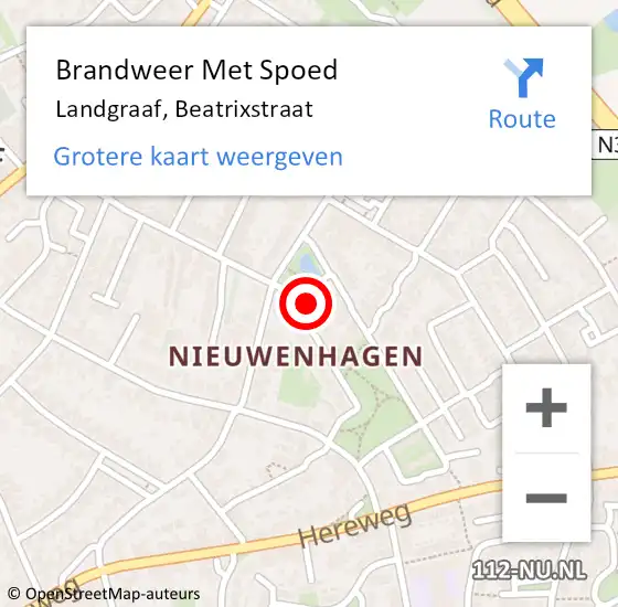 Locatie op kaart van de 112 melding: Brandweer Met Spoed Naar Landgraaf, Beatrixstraat op 10 september 2015 10:34