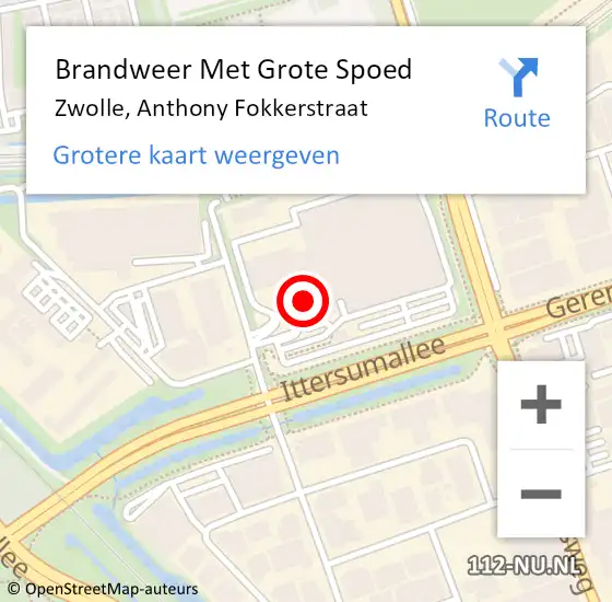 Locatie op kaart van de 112 melding: Brandweer Met Grote Spoed Naar Zwolle, Anthony Fokkerstraat op 10 september 2015 19:05