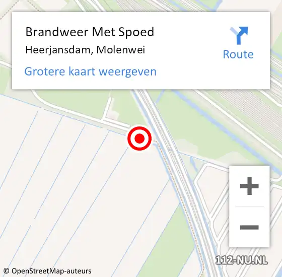 Locatie op kaart van de 112 melding: Brandweer Met Spoed Naar Heerjansdam, Molenwei op 10 september 2015 20:03