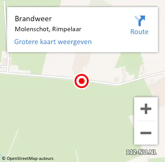 Locatie op kaart van de 112 melding: Brandweer Molenschot, Rimpelaar op 10 september 2015 20:23