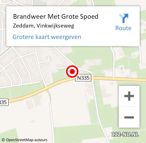 Locatie op kaart van de 112 melding: Brandweer Met Grote Spoed Naar Zeddam, Vinkwijkseweg op 10 september 2015 21:20